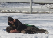 Grappling in the snow