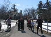 Class doing road work