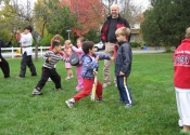 Children's Karate class on a Saturday morning outside training - Baie d'Urfé