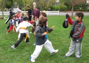 Children's Karate class on a Saturday morning outside training - Baie d'Urfé
