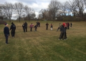 Karate training outdoors November 2015 in Beaconsfield