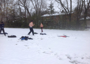 Karate training outside in our beautiful, snowy wonderland. A different world when wearing boots, gloves and trying to grapple, punch and kick. A good experience was had by all participants. Beaconsfield Recreation center, Tokon Dojo - Kenkokan/Koshiki, Jiu-Jitsu, Nov. 19, 2022. www.manoli.ca