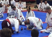 Sensei Manoli receiving 6th Dan in Kenkokan and 7th Dan in Koshiki