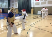 Saturday morning training at the Beaconsfield Recreation Centre - teen and adult karate and Jiu-Jitsu class. Feb. 2018