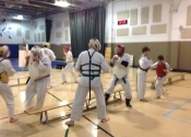Saturday morning training at the Beaconsfield Recreation Centre - teen and adult karate and Jiu-Jitsu class. Feb. 2018