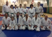 We had two Judokas visit our club today from Club de Judo Anjou. Karl is a Black belt and Marco is a brown belt. Great training session. They did both ground freighting and stand up karate training with us. April 2018. Beaconsfield Recreation Centre.