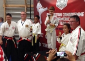 Nathanial Martin winning 1st place Kata and Shiai at the Canada Cup tournament in Mirabel, Qc. October 27, 2018. Our team trained hard for the event. Thanks to Marc Martin for his coaching skills.