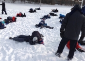 Grappling in the snow. Karate and JiuJitsu class outside today. We were blessed with beautiful weather. What a blast. Beaconsfield Recreation Centre. Montreal, Canada. www.manoli.ca  November 2018