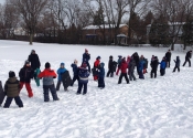 Stand-up karate training in the snow. A challenge for all. Beaconsfield Recreation Centre, Montreal, Qc. November 2018.