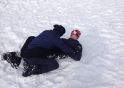 Not easy grappling in the snow with all that gear on. We were blessed with the beautiful Canadian weather. Beaconsfield Recreation Centre, Montreal, Qc. November 2018. www.manoli.ca.    Using the environment to your advantage.