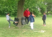 Karate training outside the Beaconsfield Recreation Center. First training session after the lockdown, what a joyous occasion. Distancing was respected and the session was divided up into warmups, basics, Makiwara on the shields attached to the trees and Kata. A different training mind set. If you don't adapt, you slowly die, so we must do what we must do to keep the flame alive. June 13, 2020