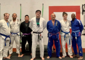 Marc and George at Jiu Jitsu class. Great group of people to train with