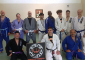 July 16, 2022 - Graduation day at our Arena Brazilian Jiu-Jitsu club with Professor Marcelo Tolentino. Received my purple belt today. Never too old to train, keep learning and help others