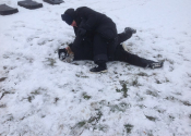 Karate & Jiu-Jitsu training outside in our beautiful, snowy wonderland. A different world when wearing boots, gloves and trying to grapple, punch and kick. A good experience was had by all participants. Beaconsfield Recreation center, Tokon Dojo - Kenkokan/Koshiki, Jiu-Jitsu, Nov. 19, 2022. www.manoli.ca