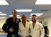 Day 3 in my Jiu-Jitsu vacation. Rolling during open mat with professor Andy and Mike from Ireland. Great tips and guidance from professor Andy. A force to reckon with, but a true gentle giant using little energy to control and dominate us.