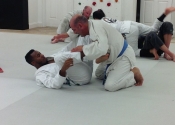 Getting out of the guard. Not as easy as it looks. Palm Beach Garden BJJ, Florida. Dec. 2018.