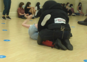 WE ARE BACK. Downtown Montreal, 'Hands-on' self-defence workshops for Secondary 1, 2 & 3 boys & girls. 65 participants attended our 3 NO 'Non-sense' personal safety workshops. June 21 & 22, 2021.
