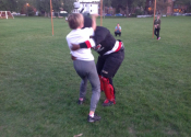 CLSC, Pointe Aux Trembles, 16 women are following our 7 week 'hands-on' women's self-defence program. Sessions are held outside, in the evening, in the park. Empowerment, Attitude and realistic options in doing 'WHATEVER IT TAKES' to get out of a violent confrontation. Sept. 2021.