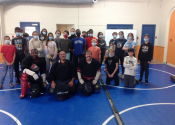 College de Montreal, 'hands-on' attack simulation, self-defence workshop for high school boys and girls. What a joy to work with motivated people who want to learn what to do in a high stress conflict situation. www.manoli.ca, Oct. 29, 2021