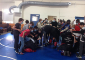 College de Montreal, 'hands-on' attack simulation, self-defence workshop for high school boys and girls. What a joy to work with motivated people who want to learn what to do in a high stress conflict situation. www.manoli.ca, Oct. 29, 2021