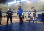 Marie Clarac Girls high school, March 2018. Hands-on Self-defence course. Confined spaces. Manoli.ca