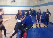 Marie Clarac Girls high school, March 2018. Hands-on Self-defence course. Confined spaces. Manoli.ca