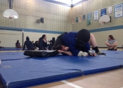 Marie Clarac Girls high school, March 2018. Hands-on Self-defence course. Ground attacks. Empowerment through scenario based training. Manoli.ca