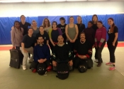 Collège Maisonneuve, women's hands-on self-defence workshop. April 2018. A fantastic bunch of women. So empowering to see them in action. Hats off to them all.