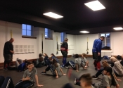 Practicing what to do when thrown to the ground. Villa Maria high school. Hands-on Self defence course for teens (boys and girls). September - November 2018.