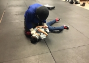 Blindfolded ground attack with a knife - students choice. Villa Maria high school. Hands-on Self defence course for teens (boys and girls). September - November 2018.