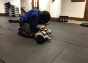 Blindfolded ground attack with a knife - students choice. Villa Maria high school. Hands-on Self defence course for teens (boys and girls). September - November 2018.