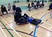 The calm before the storm - Sacred Heart School, mom and teens 'hands-on' attack simulations, self-defence workshop. April, 2019. These ladies were dynamite. Determined, focused and above all 'No! Means 'No!'  Bravo to all the participants and to those who organized it.