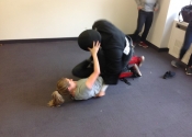 Air Canada, women's 'hands-on' attack simulation, self-defence workshop. DETERMINED & ENRAGED were these women.  No! Is a complete sentence. All women and teenagers should get a taste of these types of 'No-holds barred' self-defence courses in order to understand and feel the rage needed to fend off people who don't respect their No!