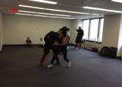 Air Canada, women's 'hands-on' attack simulation, self-defence workshop. DETERMINED & ENRAGED were these women.  No! Is a complete sentence. All women and teenagers should get a taste of these types of 'No-holds barred' self-defence courses in order to understand and feel the rage needed to fend off people who don't respect their No!