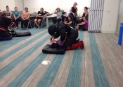 Morneau/Chepell 'hands-on', simulation oriented, women's self-defence workshop. Second group of wild, motivated and determined women. Downtown Montreal, Canada. It's a mindset, an attitude you must develop and maintain if confronted - Oct. 2019