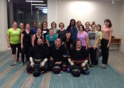 George's Angles....don't get fooled by their demeanour. I am not sure I would mess with some of them. Morneau/Chepell 'hands-on', simulation oriented, women's self-defence workshop. Second group of wild, motivated and determined women. Downtown Montreal, Canada. Oct. 2019