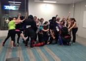 George's Angles....don't get fooled by their demeanour. I am not sure I would mess with some of them. Morneau/Chepell 'hands-on', simulation oriented, women's self-defence workshop. Second group of wild, motivated and determined women. Downtown Montreal, Canada. Oct. 2019