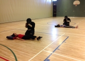 Shawinigan, Qc. Women's 'hands-on' self-defence workshop. Ground fighting. Nov. 29, 2019.