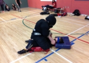 Shawinigan, Qc. Women's 'hands-on' self-defence workshop. Ground fighting, blind folded. Nov. 29, 2019