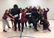 Collège Charlemagne, teens 'hands-on' self-defence course given as an after school program. Our six week course incorporates live attack simulations against someone we know, someone we don't know, standing, confined spaces, outside, blind folded and lying down attacks. This is an all out war against someone who wants to do us harm. So proud of these girls who fought tooth and nail during every attack. ATTITUDE IS THE KEY. December, 2019