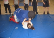 Junior blindfold at Marie Clarac 2014 assault prevention